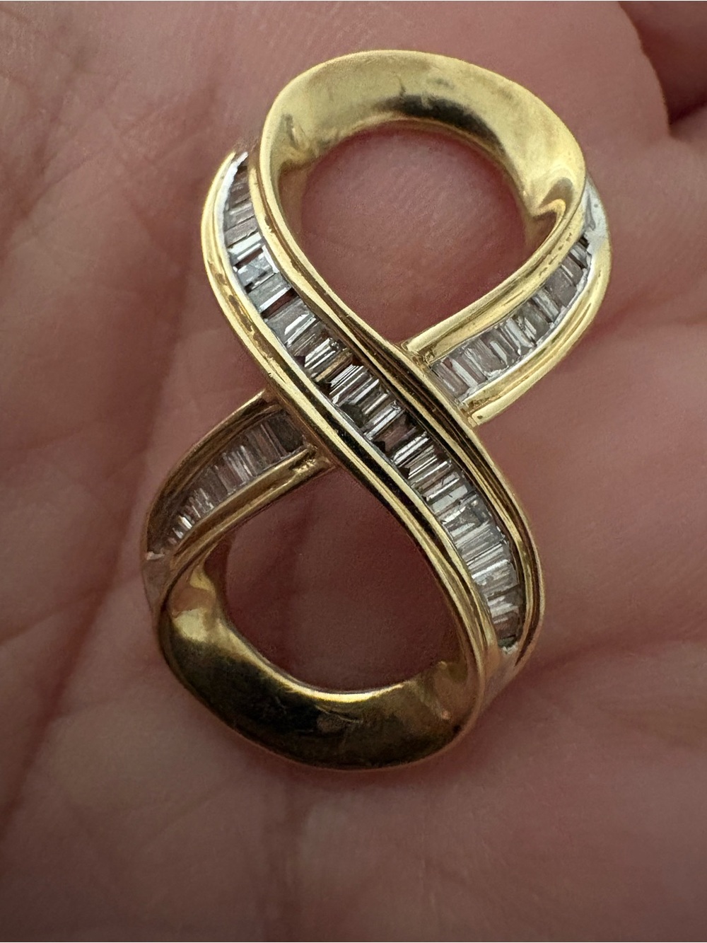 Large Diamond| Infinity Pendant in Yellow Gold - Timeless 14K Design|Vintage